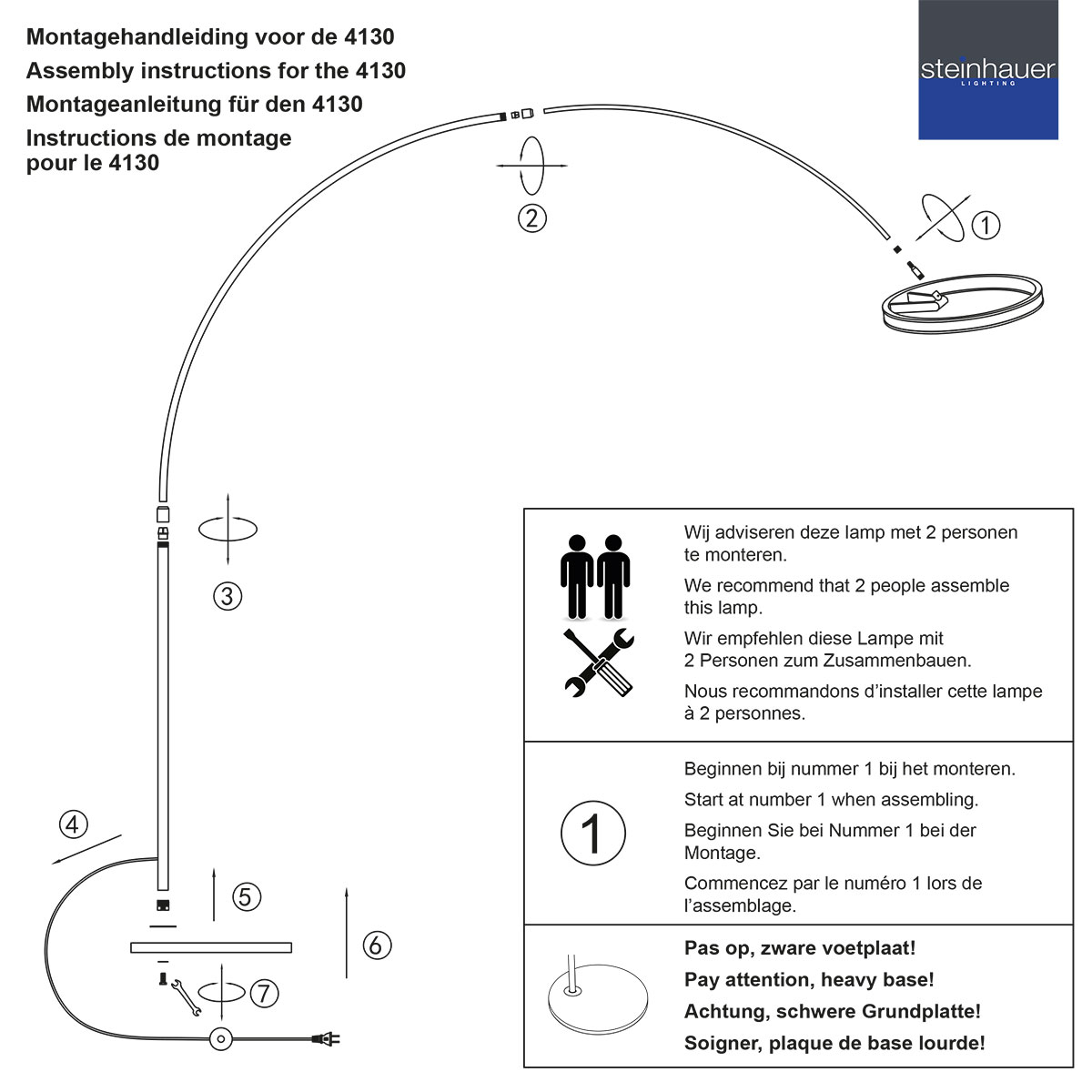 Moderne schwarze Metall-Stehlampe Steinhauer Ringlux – Bild 9