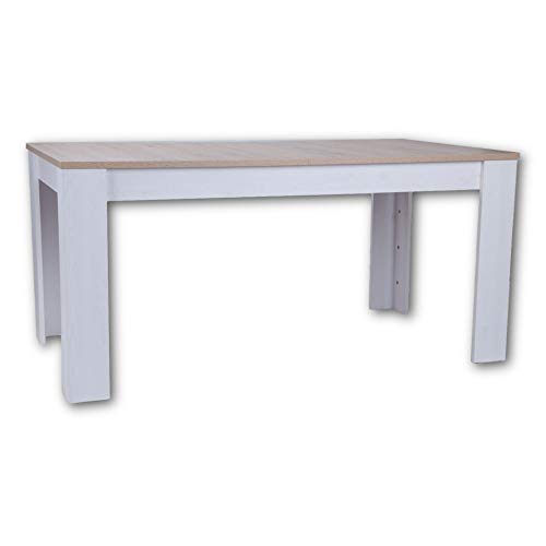 Stella Trading ROMANCE Esstisch in San Remo & Sibiu Lärche Optik – Ausziehbarer Esszimmertisch im Landhausstil für Ihr Wohn- & Esszimmer – 160-200 x 76 x 90 cm (B/H/T)