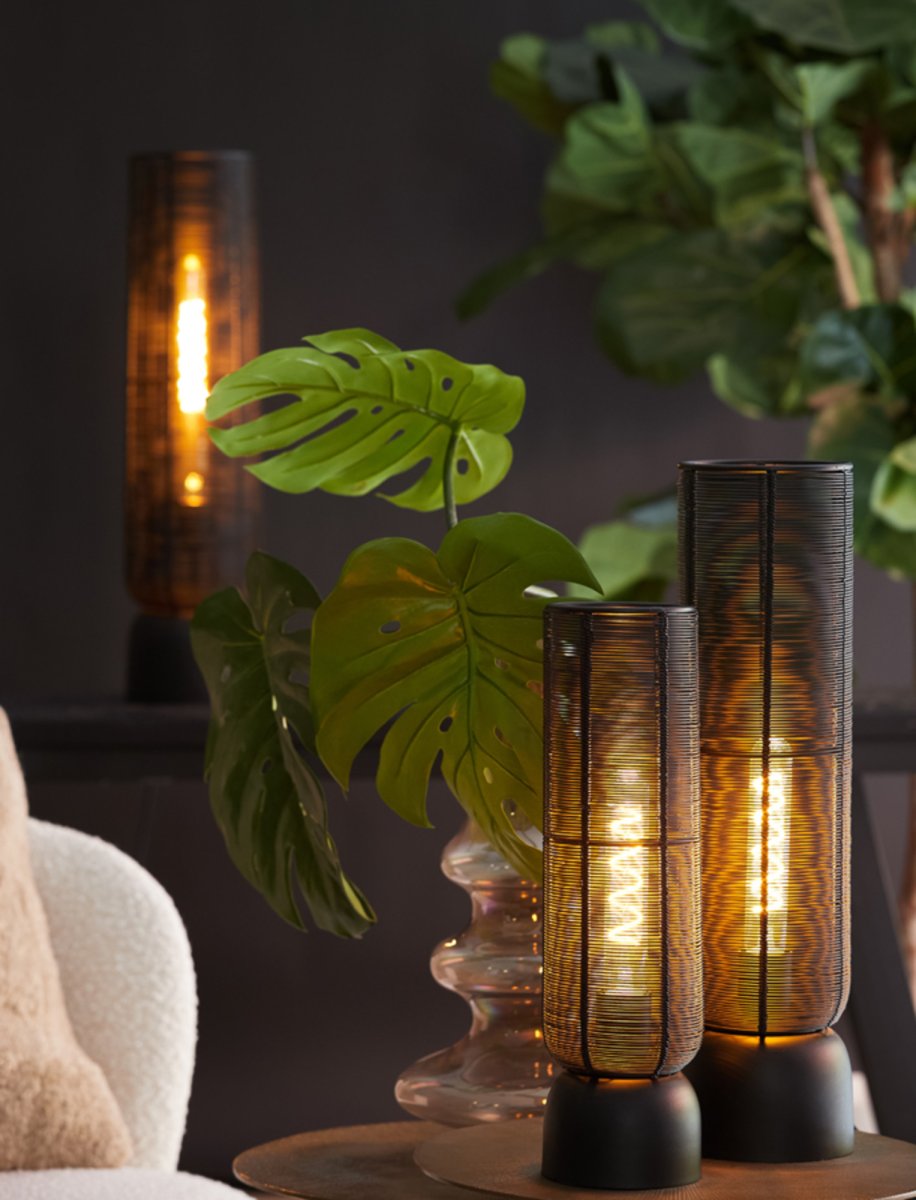 Zylindrische schwarze Drahtlampe Light & Living Lezuza – Bild 5