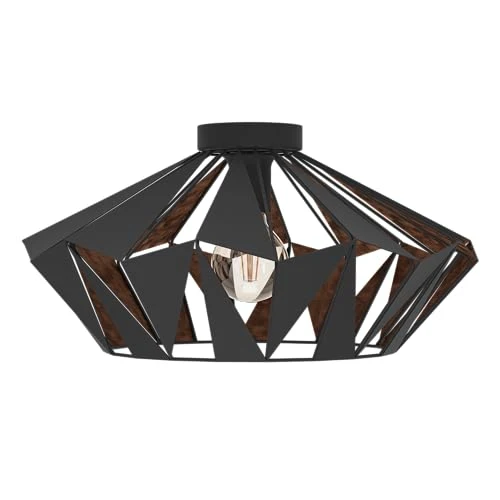 EGLO Deckenlampe Carlton 6, 1 flammige Deckenleuchte Vintage, Industrial, Retro, Wohnzimmerlampe aus Stahl in Schwarz, Kupfer, Küchenlampe, Flurlampe Decke mit E27 Fassung – Bild 9