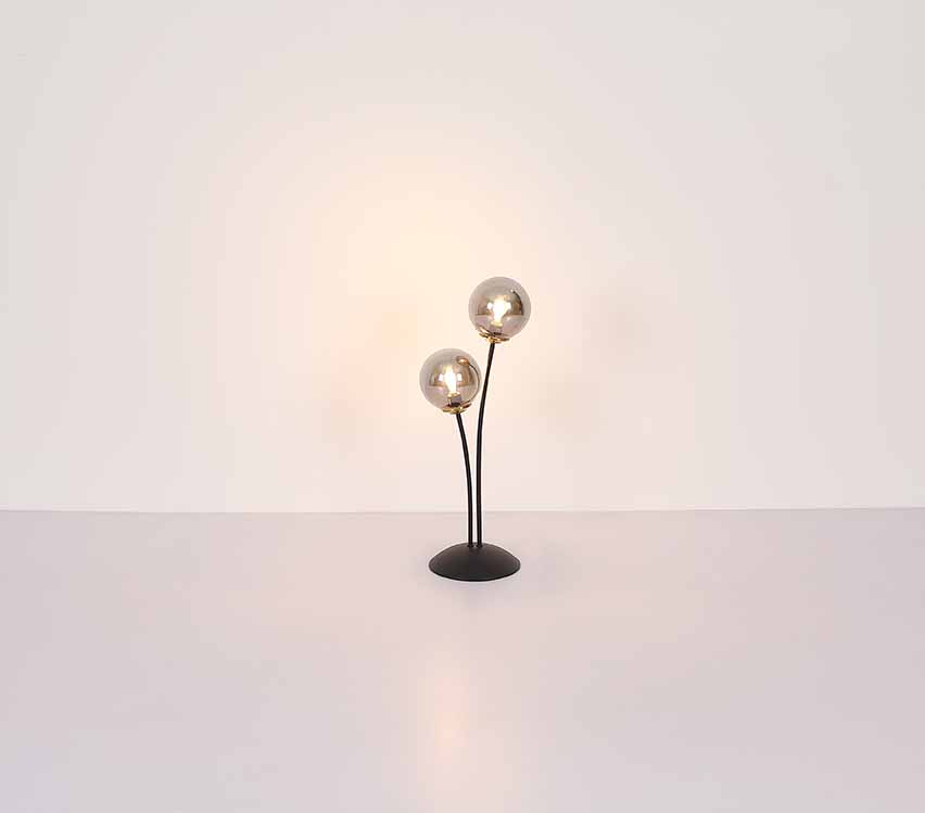 5 Rauchglas-Kugeln Deckenlampe Vertikal Schwarz/Messing Globo Jorge – Bild 5