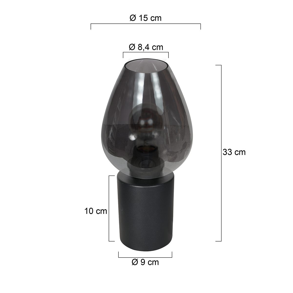 Kleine schwarze Tischlampe aus Rauchglas Steinhauer Bloeba – Bild 7