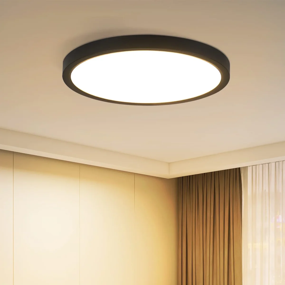 ZMH Deckenlampe LED Deckenleuchte Flach - Küchenlampe Schwarz 15W Badezimmerlampe Rund Küche Deckenbeleuchtung 3000K Schlafzimmerlampe Klein Badlampe IP44 Flurlampe Ø18cm für Schlafzimmer Bad Flur – Bild 2