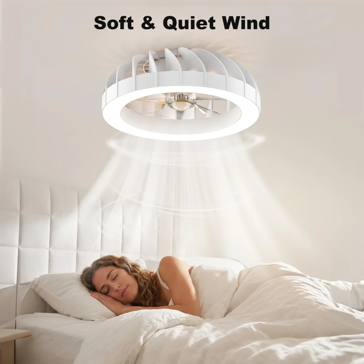 Ateroll Deckenventilator mit Beleuchtung, Ø46CM RGB Deckenventilator mit Licht und Fernbedienung, 6 Windstufen 3000K-6500K Dimmbare LED Leise Timer Deckenlampe mit Ventilator für Schlafzimmer, Wohn – Bild 8