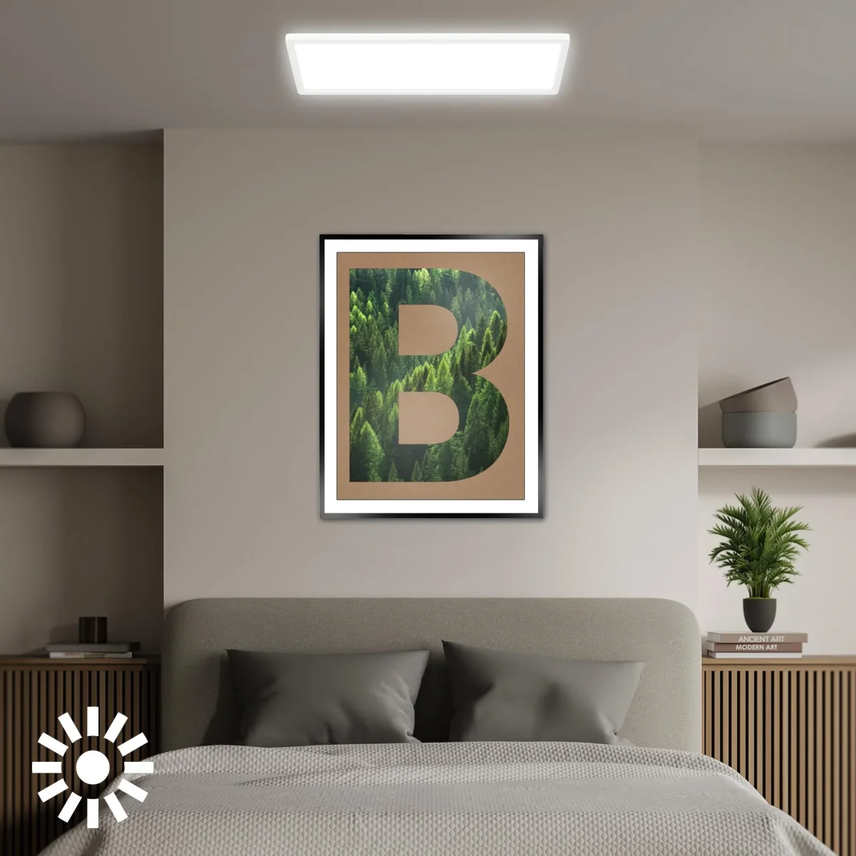 BRILONER - LED Deckenleuchte Effizienzklasse A, ca. 50.000h Licht, 14W bei 3000lm, LED Panel flach, helle energiesparende Deckenlampe Wohnzimmer, Küchenlampe, Wohnzimmerlampe 58x20x3 cm, Weiß – Bild 9