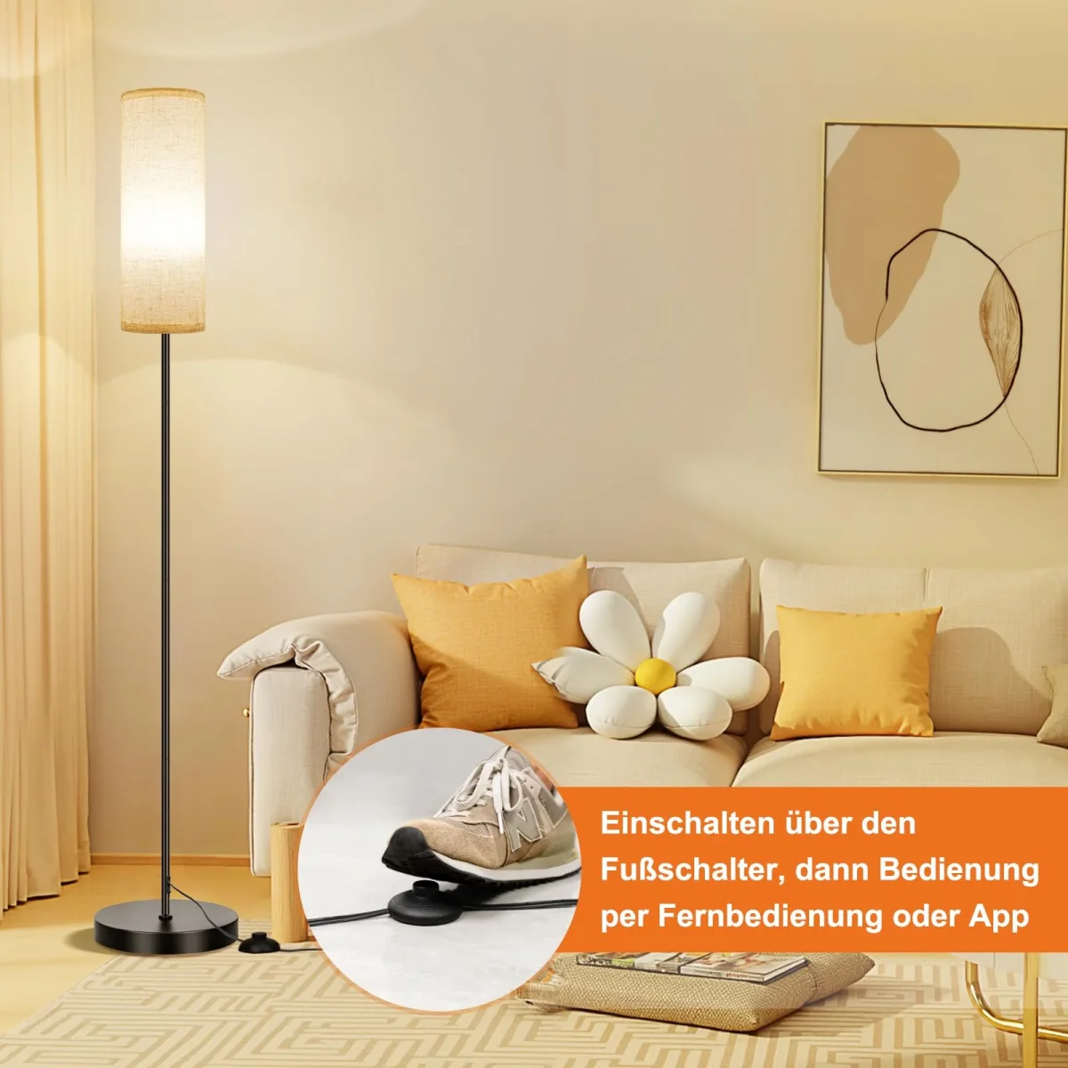 FRIDEKO HOME Stehlampe Wohnzimmer Modern,LED Standleuchte RGB Dimmbar,Stehlampe mit Fernbedienung für Büro Schlafzimmer,Schwarz – Bild 9