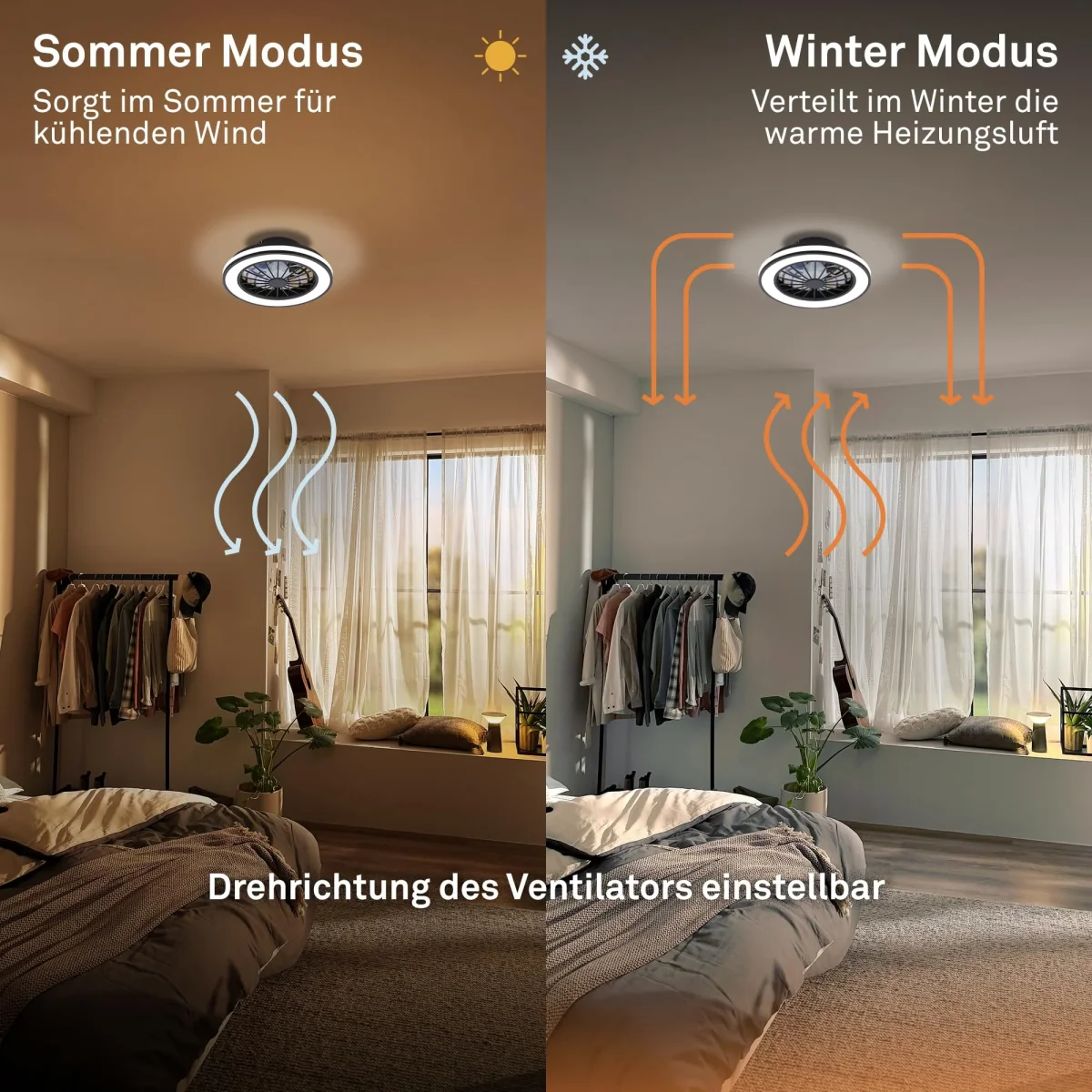 BRILONER - LED Deckenventilator mit Beleuchtung, Fernbedienung, Leiser DC-Motor, 5 Geschwindigkeiten, CCT, Dimmbar, Lampe mit Ventilator, LED Deckenleuchte, Deckenlampe Ventilator, 38 cm, Schwarz – Bild 7