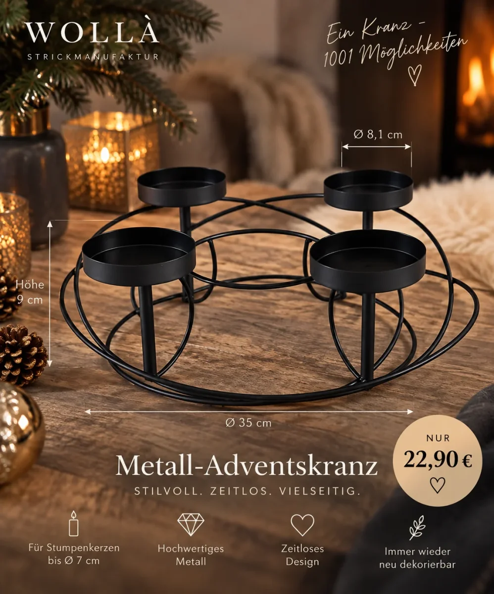 Adventskranz mit Haltern Stahl-Bowl – Bild 3