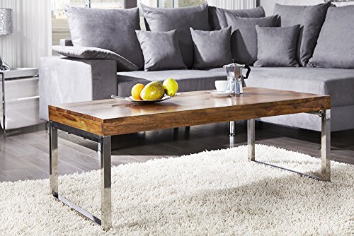Invicta Interior Moderner Design Couchtisch Elements 100cm Sheesham Stone Finish verchromt Tisch Wohnzimmertisch – Bild 2