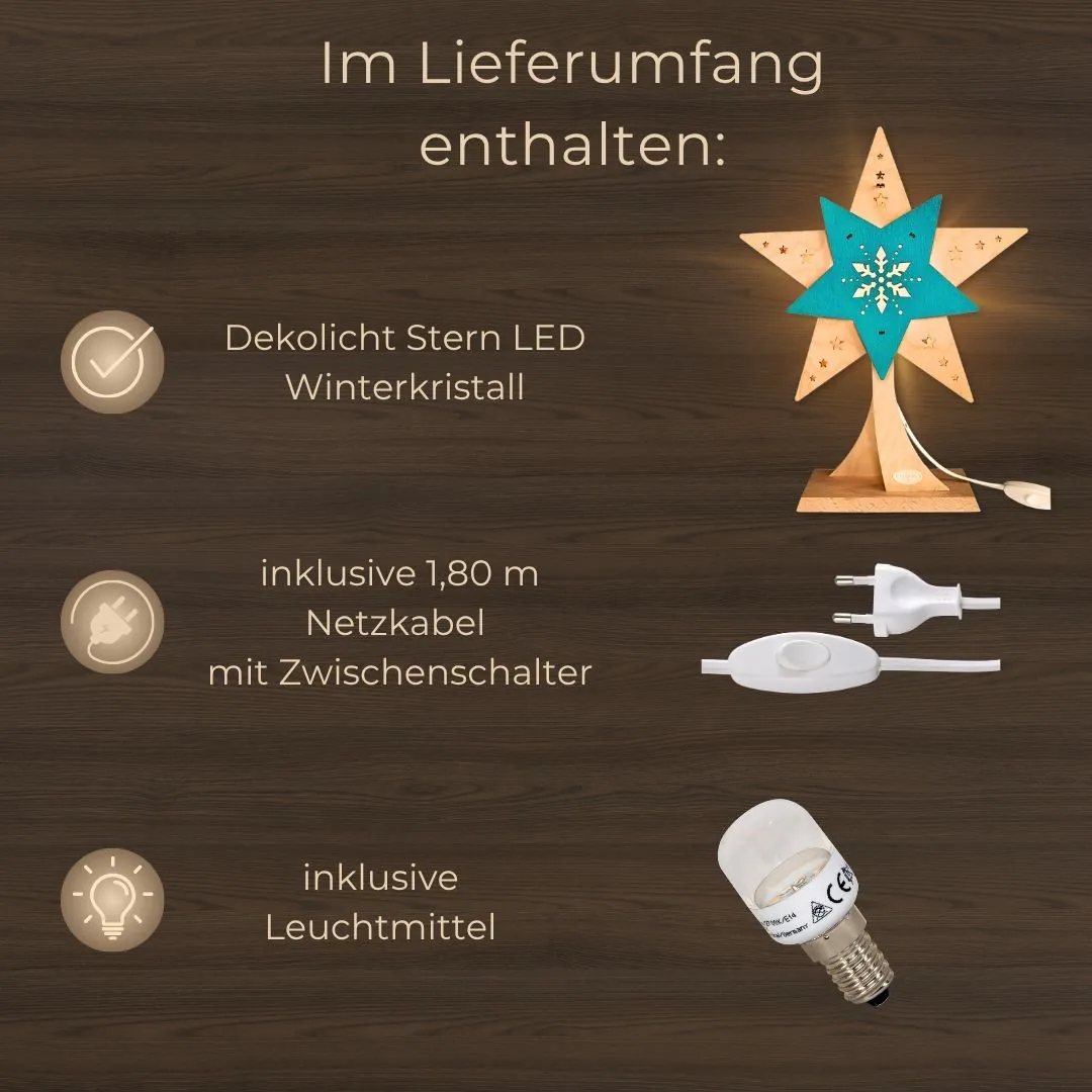 Dekolicht LED Stern Winterkristall mit Ständer – Bild 6