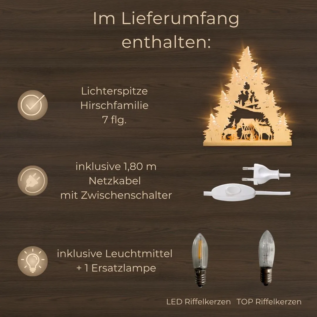 Lichterspitze 7 flg. Hirschfamilie – Bild 9
