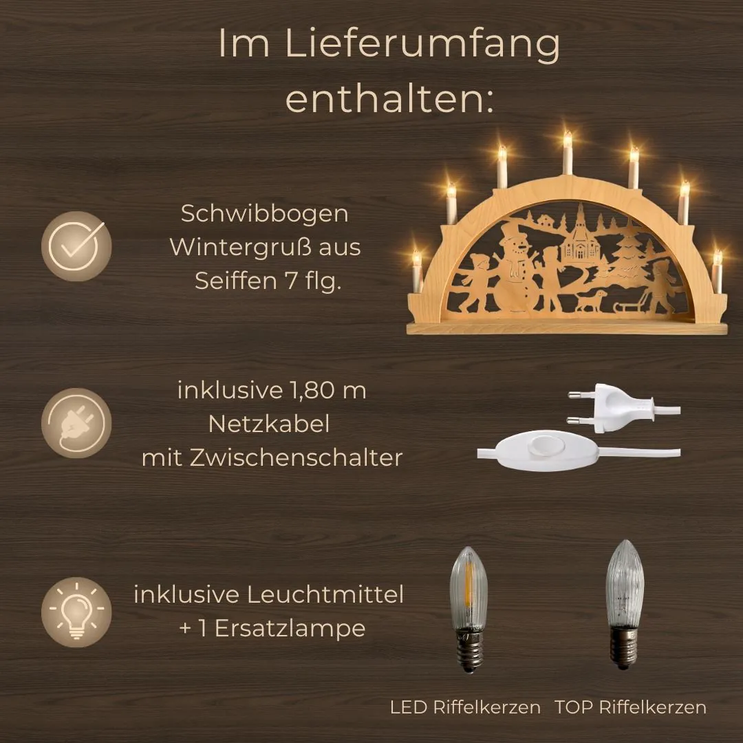 Schwibbogen 7 flg. Wintergruß aus Seiffen – Bild 9