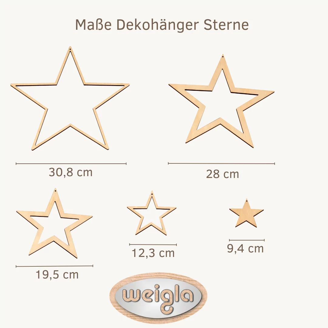 Dekohänger Holz Sterne 5 teilig – Bild 3