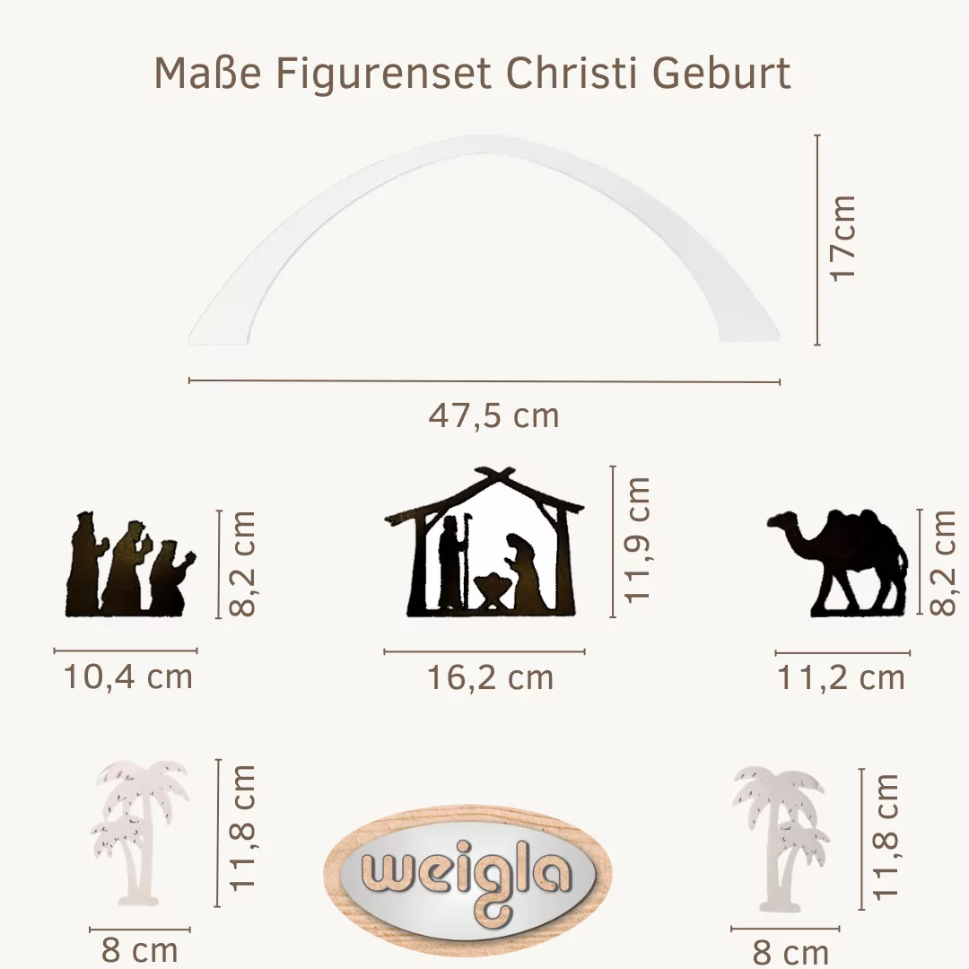Figurenset Christi Geburt 6 tlg. weiß/braun – für WEIGLA Dekosockel – Bild 4
