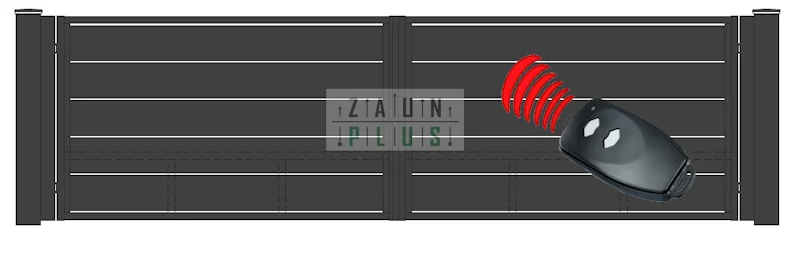 „Travertin 200/P-10“ PREMIUM Doppelflügeltor 2m – 5m manuell / elektrisch auf Maß hochwertig Metall Stahl feuerverzinkt Doppeltor Hoftor Einfahrtstor Drehtor Zweiflügeltor modern horizontal blickdicht Sichtschutz pulverbeschichtet Holz Holzoptik Holzdesign – Bild 4