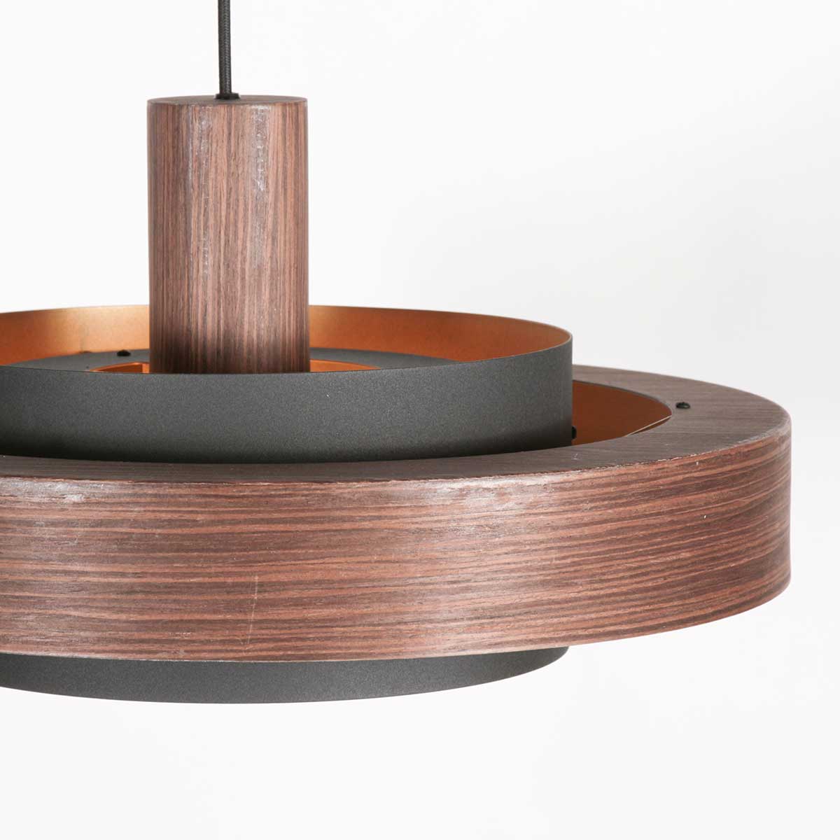 Runde holzfarbene retro Hängelampe Anne Lighting Flinter – Bild 5