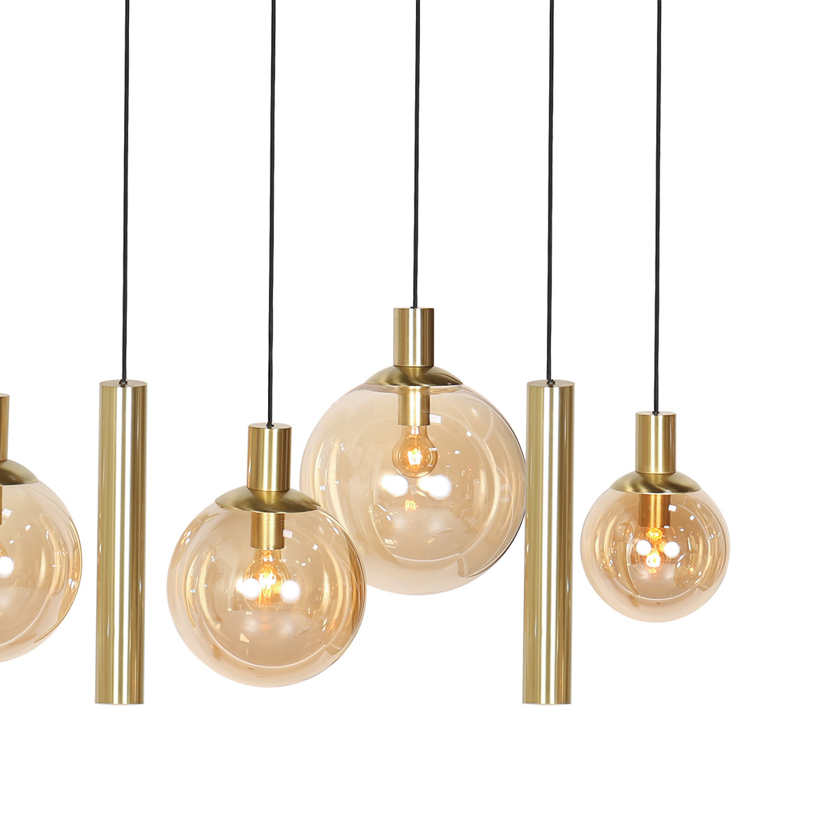 Hängeleuchte aus Messing mit 9 Lichtern Glaskugeln / Rohre Steinhauer Bollique LED – Bild 6