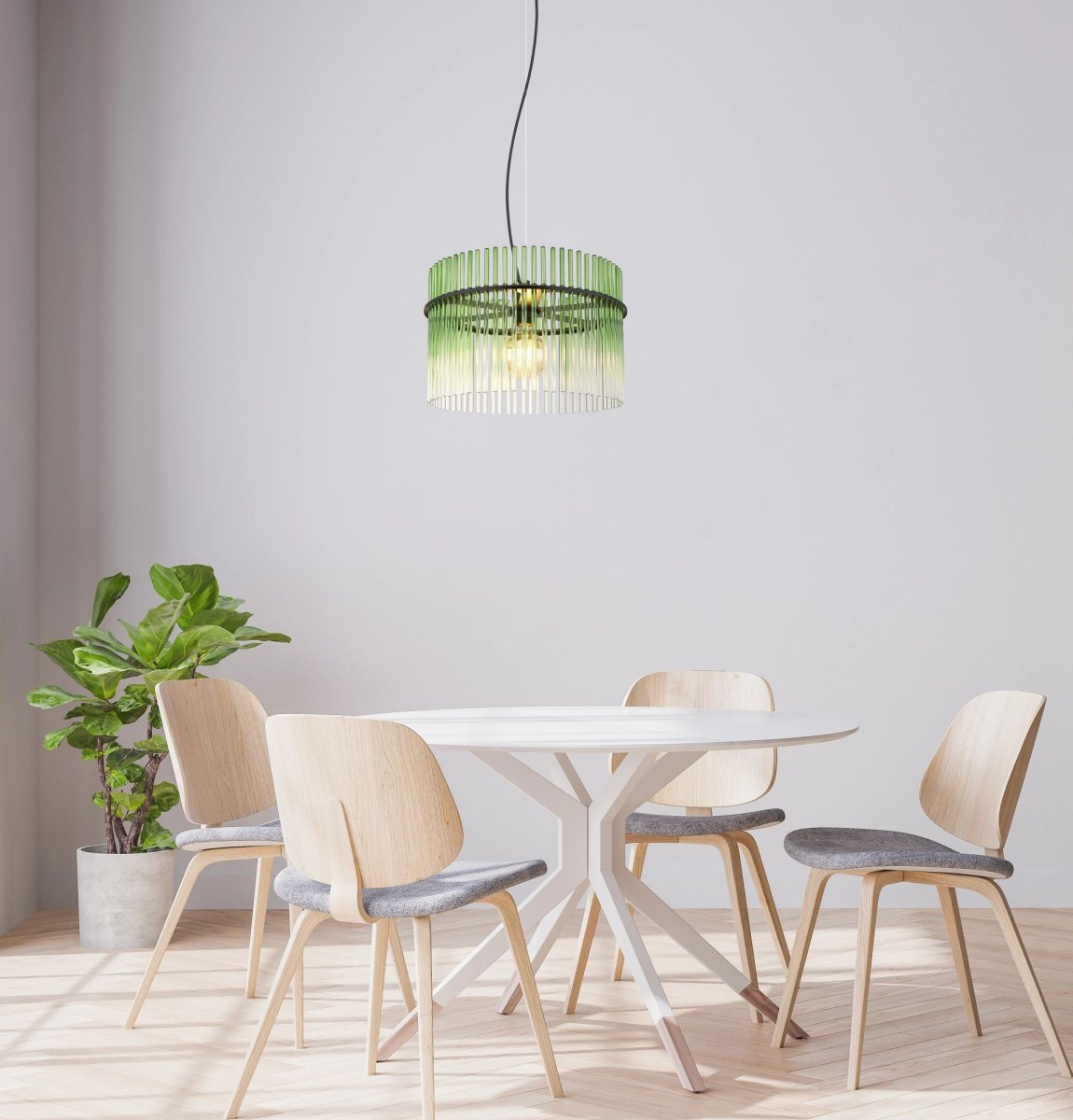 Elegante Pendelleuchte mit grünen Glasstäben Gorley – Bild 5