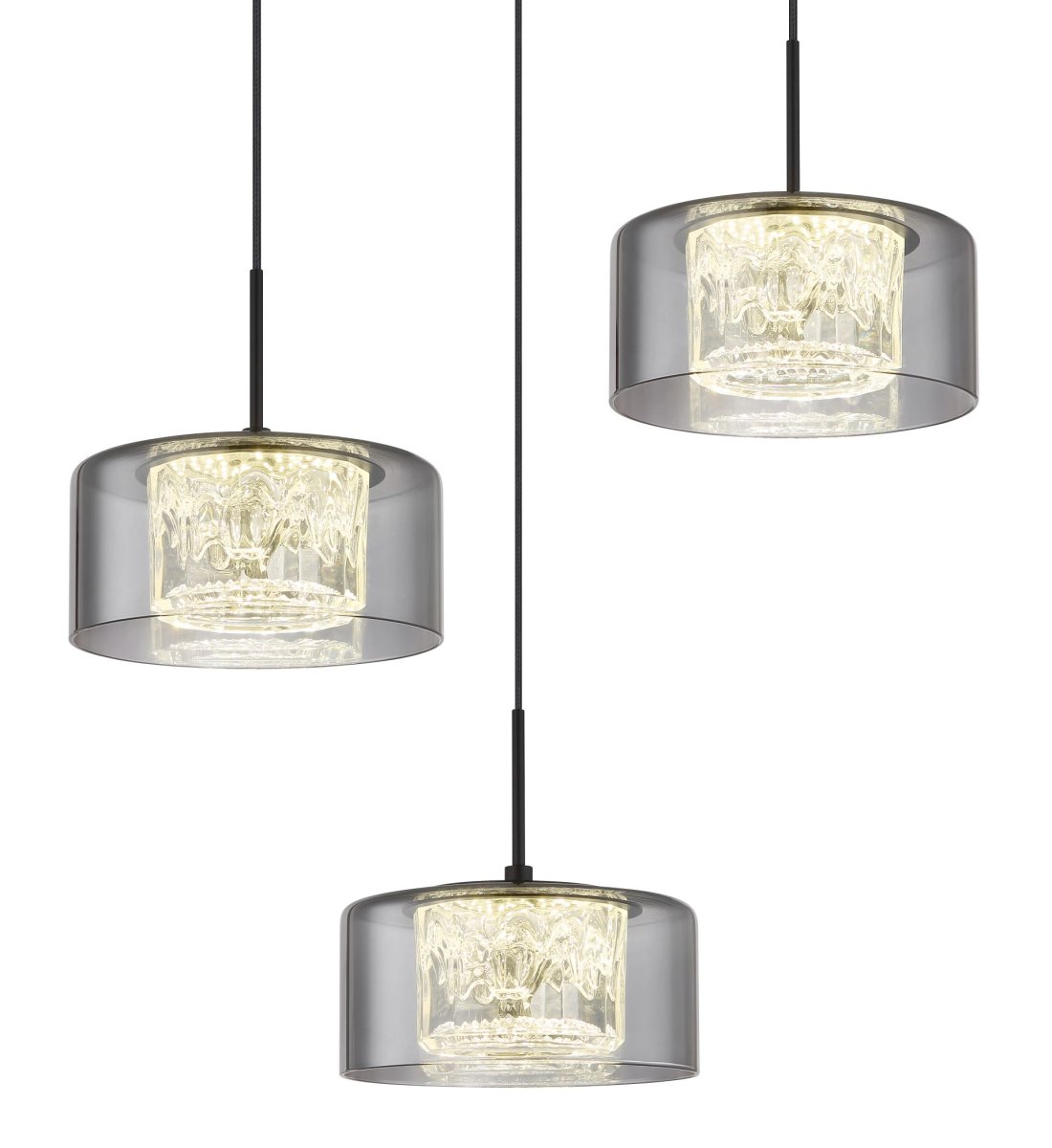 Elegante runde Pendelleuchte Matt Schwarz mit Glas Fogsy – Bild 4