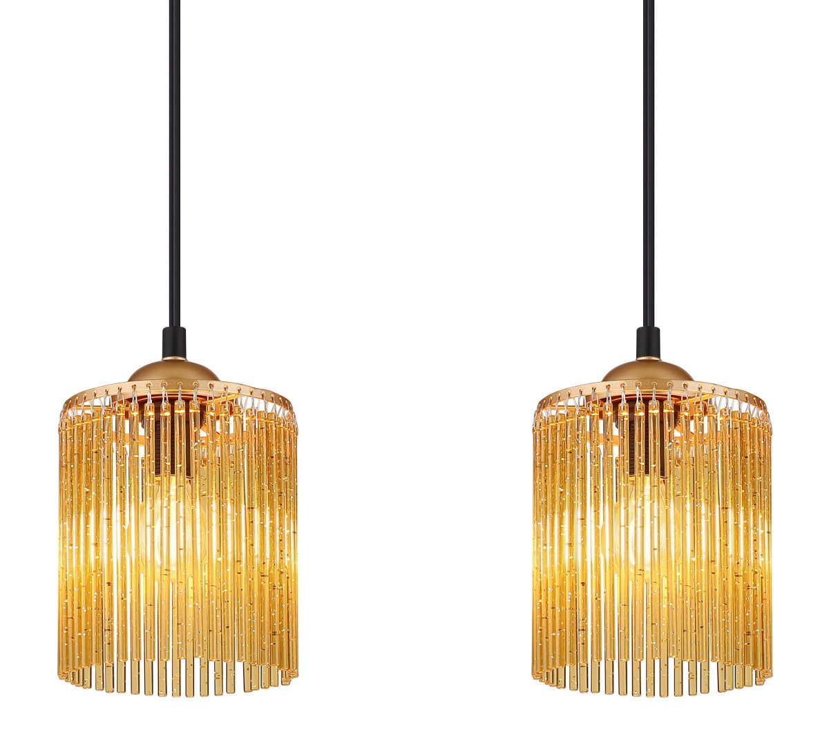 Stilvolle Pendelleuchte mit bernsteinfarbigen Lampenschirmen Leeds – Bild 5