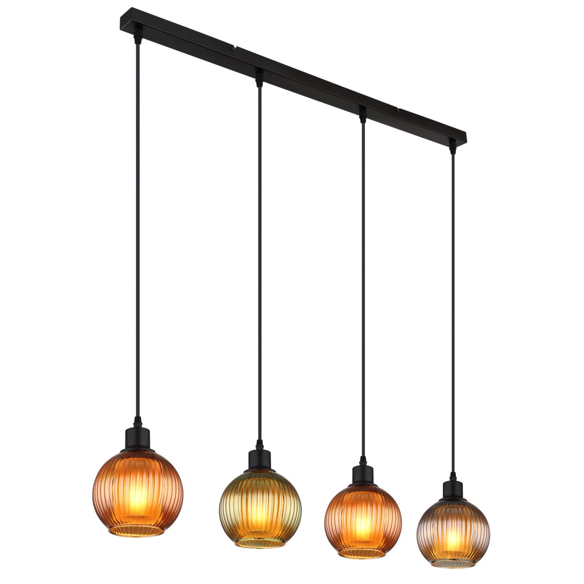Moderne Hängeleuchte mit grünen Glasbällen in Bronze und Petrol Zumba – Bild 2
