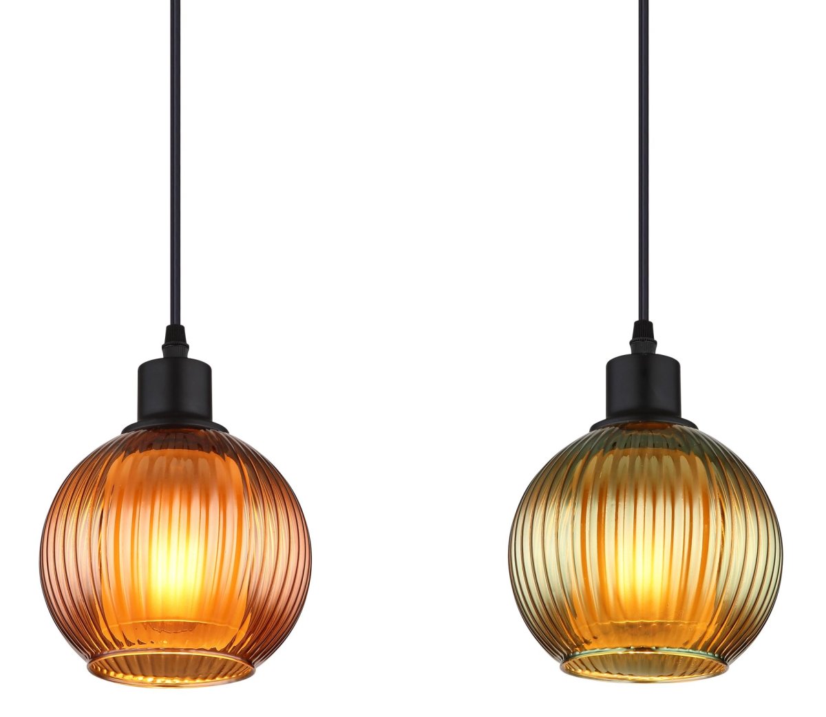 Moderne Hängeleuchte mit grünen Glasbällen in Bronze und Petrol Zumba – Bild 5