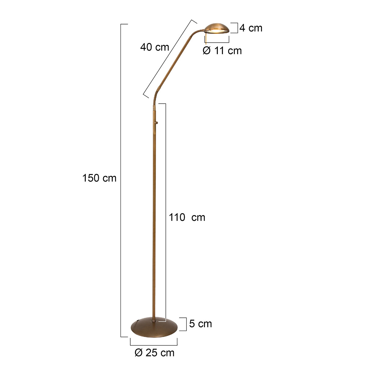 Stehleselampe Bronze Flexibler Stiel Mexlite Biron – Bild 8