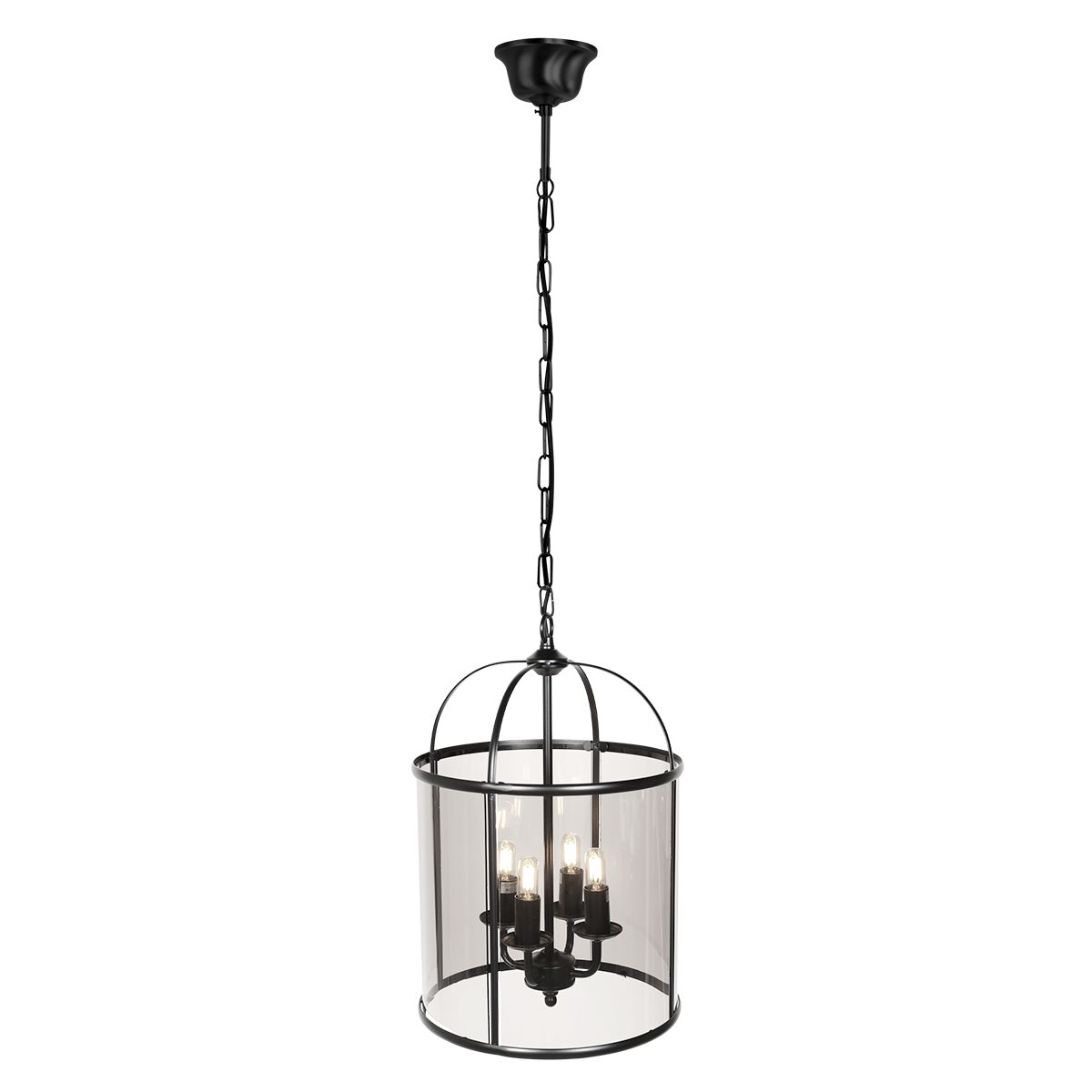 Schwarze 4-Lichter Laterne Hängelampe Metall/Glas Steinhauer Pimpernel – Bild 2