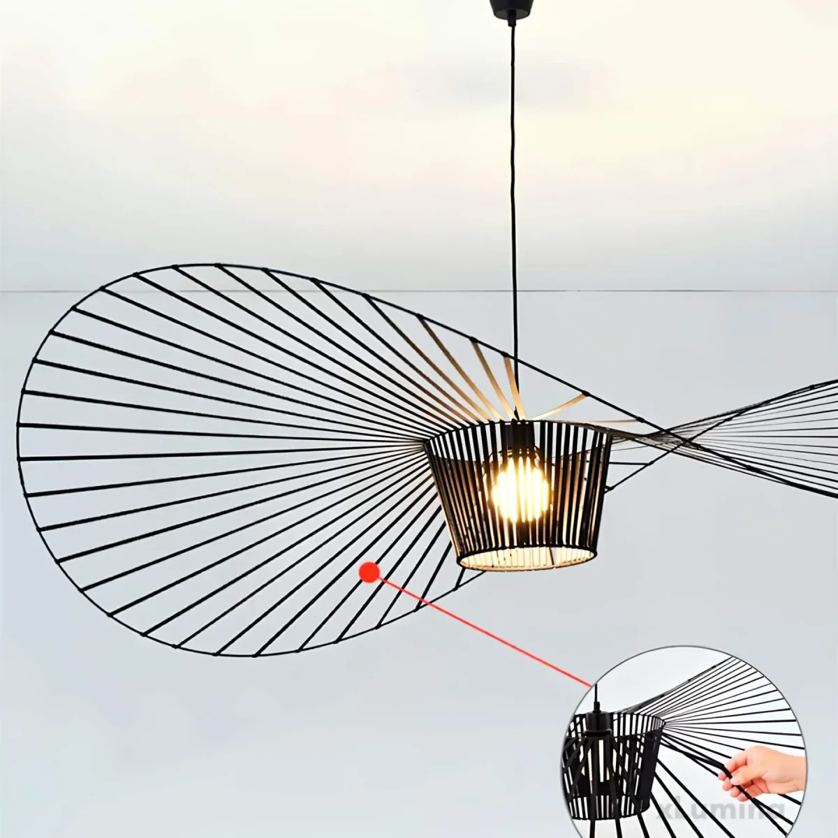 ShadowSleek Pendelleuchte - Elegante Schwarze Hut-Design – Bild 9
