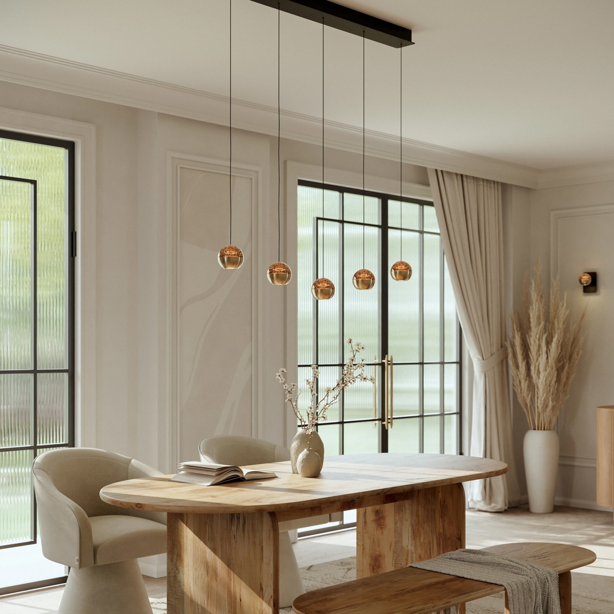 Hängelampe aus Messing mit Amberglas Steinhauer Exclusive Belluno – Bild 5
