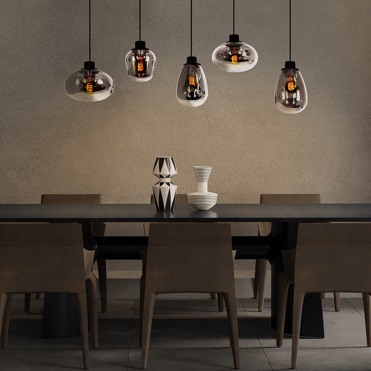 Verspielte Esszimmerlampe Rauchglas Steinhauer Reflexion – Bild 4