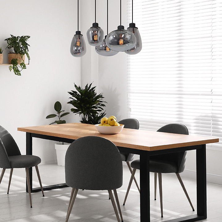 Verspielte Esszimmerlampe Rauchglas Steinhauer Reflexion – Bild 5