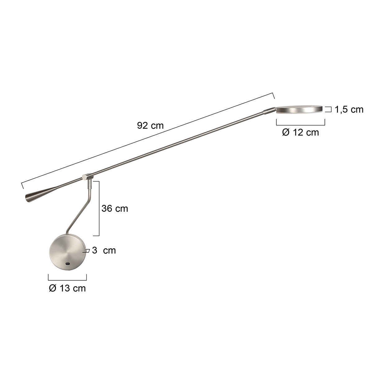 Wandlampe Stahl mit langer Zwenkarm Steinhauer Soleil – Bild 8